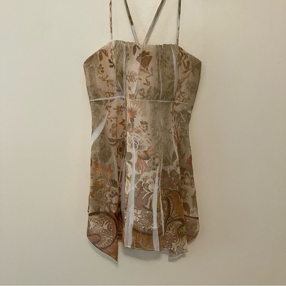 VTG Studio Y Tank Top Babydoll Y2K Peplum Sz. L Fairy Romantic Floral Festival - Picture 1 of 6